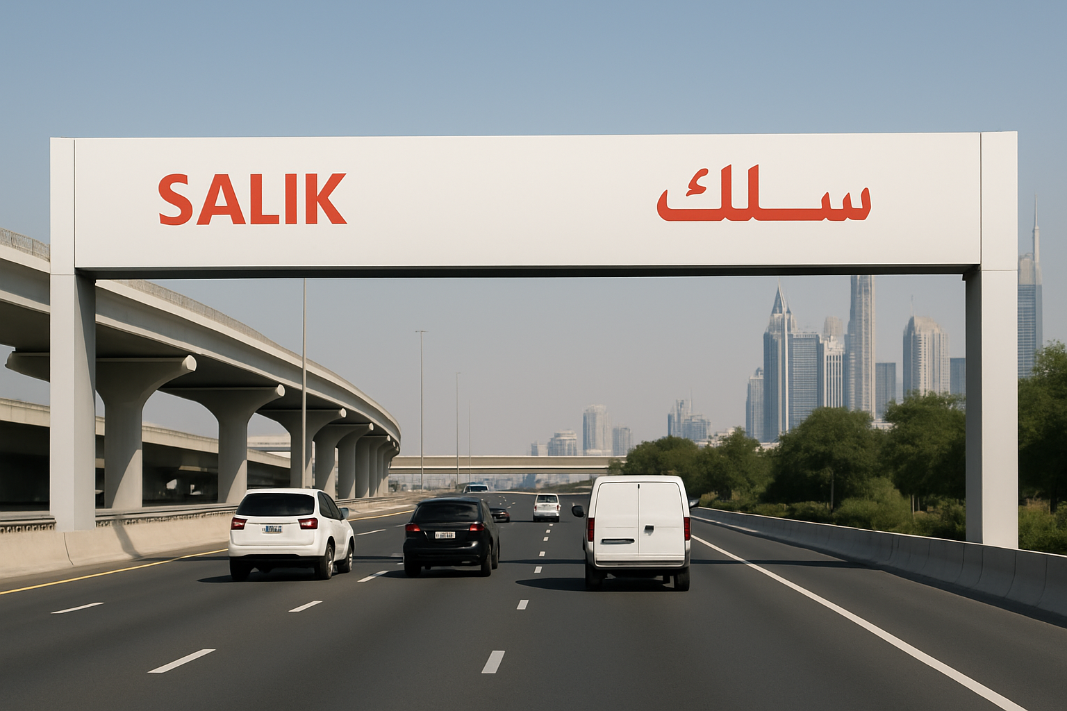 Salik toll gate on a Dubai highway